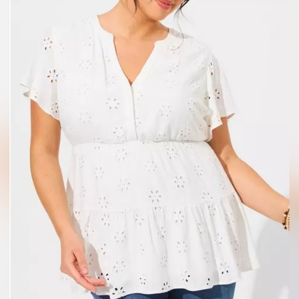 Torrid Plus Size Babydoll Eyelet Tiered Top